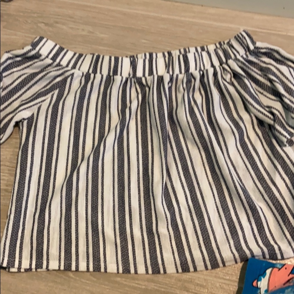 Topshop - off the shoulder striped crop top